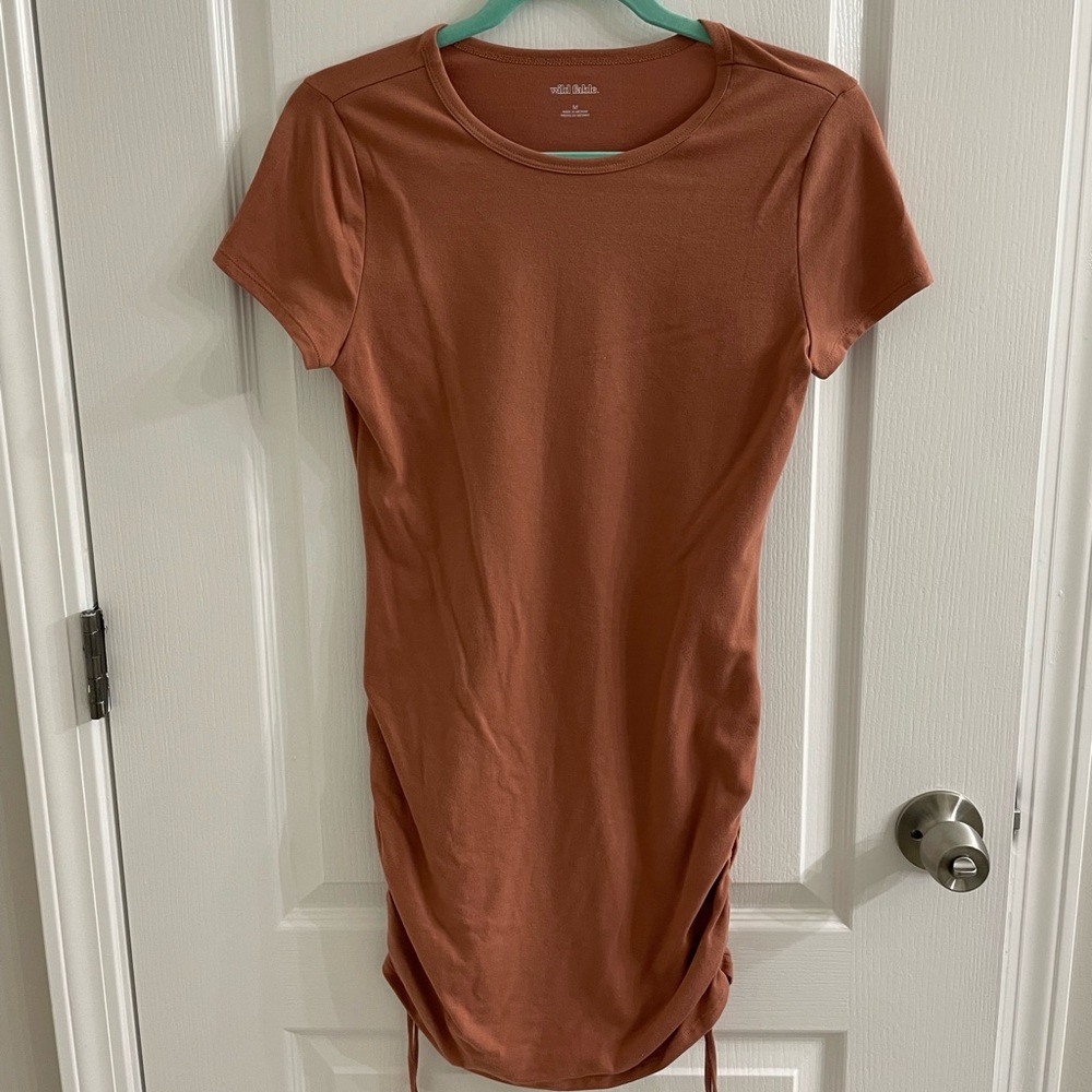 Womens short sleeve ruched side bodycon dress, worn once, like new